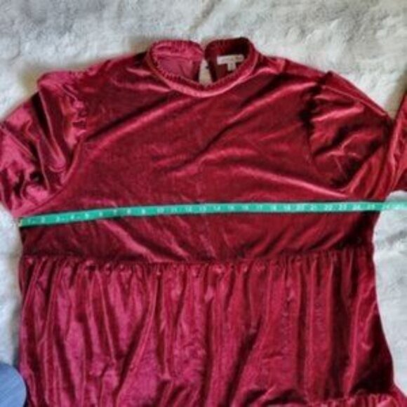 🔥SALE EUC Ophelia Roe Women's Plus Size 2X Burgundy Long Sleeve Velvet Collar … - Picture 4 of 5